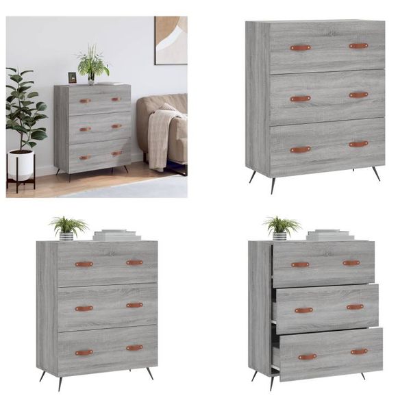 Vidaxl Cassettiera Grey Sonoma 69,5X34X90 Cm Materiale A Base Di Legno - Cassettiera - Cassettoni - Cassettiera - Cassettiera-image