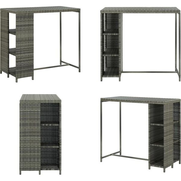 Vidaxl Tavolo Bar Con Ripiano Grigio 120X60X110 Cm In Poly Rattan - Tavolo Bar - Tavoli Bar - Tavolo Pub - Tavoli Pub-image