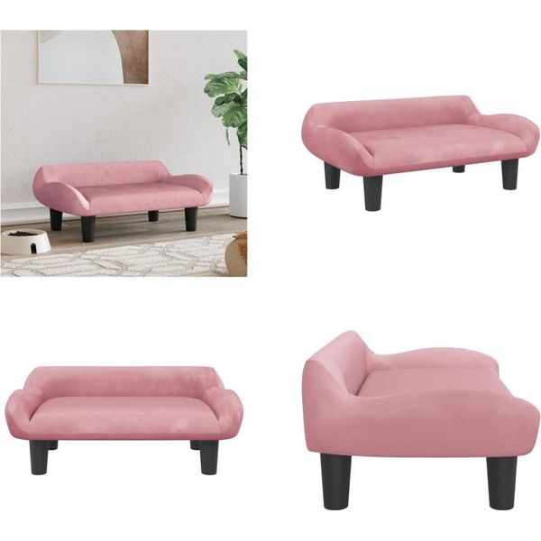 Vidaxl Letto Per Cani Rosa 70X40X24 Cm In Velluto - Letto Per Cani - Letti Per Cani - Divano Per Cani - Divano Per Animali Domestici-image