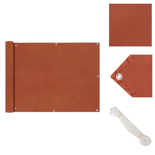 Vidaxl Schermo Privacy Per Balcone In Tessuto Oxford 90X600 Cm Rosso Terracotta - Ombrelloni E Tende Da Sole-image