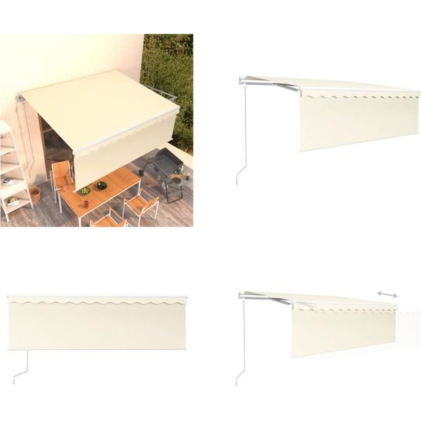 Vidaxl Tenda Da Sole Automatica A Scomparsa Con Mantovana 4X3 M Crema - Tenda Da Sole - Tende Da Sole - Tettoie Solari - Tettoie Solari-image
