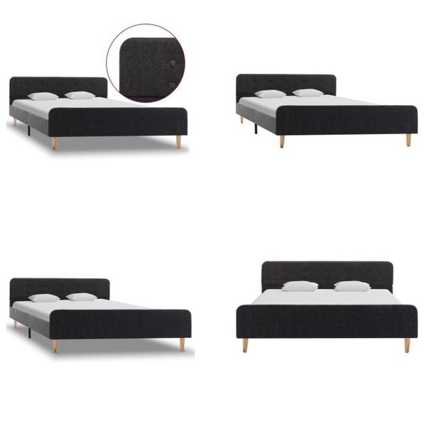 Vidaxl Struttura Letto In Iuta Grigio Scuro 160X200 Cm - Struttura Letto - Cornici Letto - Struttura Letto - Letto-image