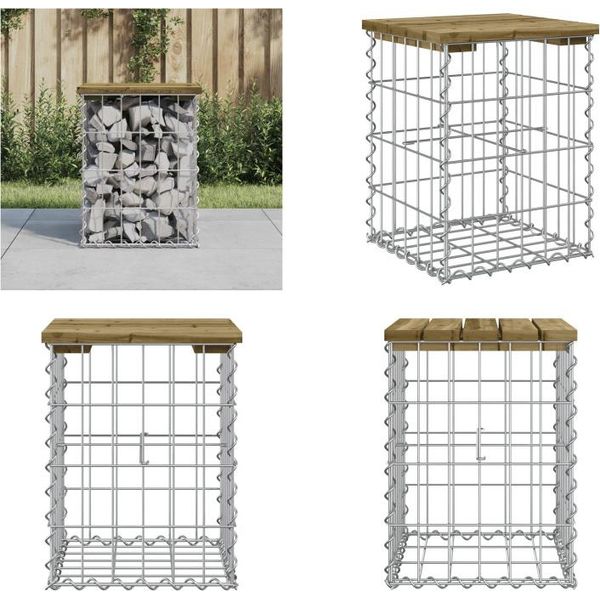 Vidaxl Panca Da Giardino Gabion 33X31X42 Cm In Legno Di Pino Impregnato - Panca Da Giardino - Panche Da Giardino - Panca Da Esterno - Panca Da Esterno-image