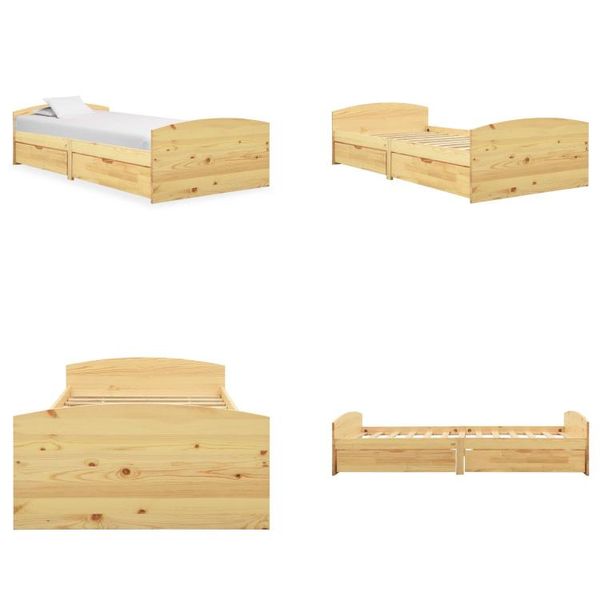 Vidaxl Letto In Legno Massiccio Con 2 Cassetti In Legno Di Pino 90X200 Cm - Struttura Letto - Telai Letto - Struttura Letto - Letto Singolo-image