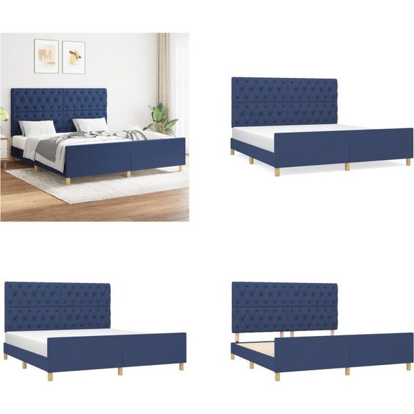 Vidaxl Giroletto Con Testiera In Tessuto Blu 160X200 Cm - Giroletto Con Testiera - Giroletti Con Testiera - Giroletto - Letto Con Testiera-image