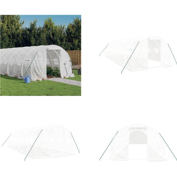 Vidaxl Serra Con Telaio In Acciaio Bianco 24 M² 8X3X2 M - Serra - Serre - Polytunnel - Serra Calpestabile-image