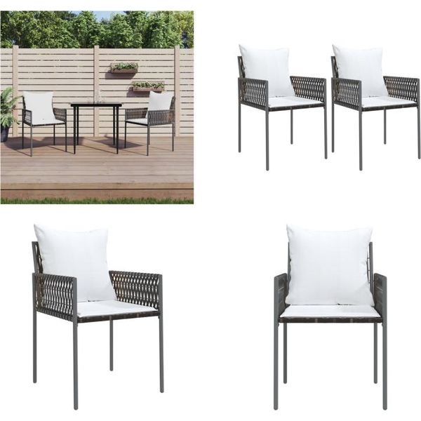 Vidaxl Sedie Da Giardino Con Cuscino 2 Pz. Marrone 54X61X83 Cm Poly Rattan - Sedia Da Giardino - Sedie Da Giardino - Sedia Da Patio - Sedia Da Esterno-image