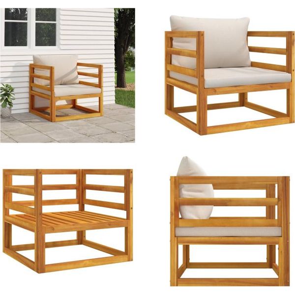 Vidaxl Poltrona Da Giardino Con Cuscino Grigio Chiaro In Legno Massiccio Di Acacia - Poltrona Da Giardino - Sedia Da Giardino - Mobili Da Giardino - Mobili Da Esterno-image