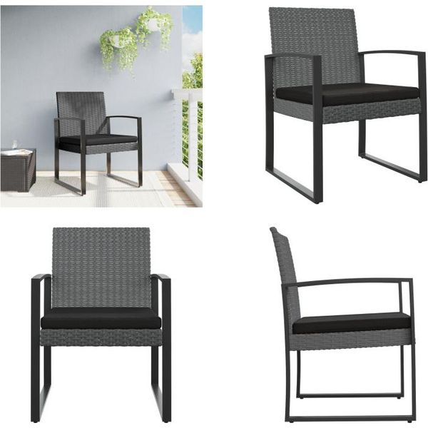 Vidaxl Sedie Da Pranzo Da Giardino 2 Pz. Rattan Pp Grigio Scuro - Sedia Da Pranzo Da Giardino - Sedie Da Pranzo Da Giardino - Sedia Da Pranzo - Sedia Da Pranzo Da Esterno-image
