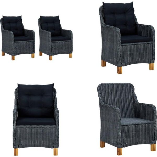 Vidaxl Sedie Da Giardino Con Cuscino 2 Pz. Poly Rattan Grigio Scuro - Sedia Da Giardino - Sedie Da Giardino - Poltrona Da Giardino - Sedia Da Esterno-image