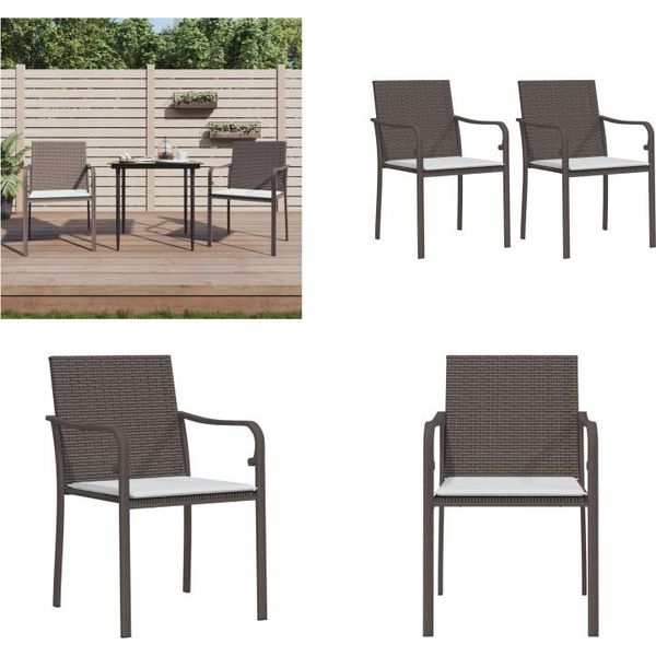Vidaxl Sedie Da Giardino Con Cuscino 2 Pz. Marrone 56X59X84 Cm Poly Rattan - Sedia Da Giardino - Sedie Da Giardino - Sedia Da Patio - Sedia Da Esterno-image