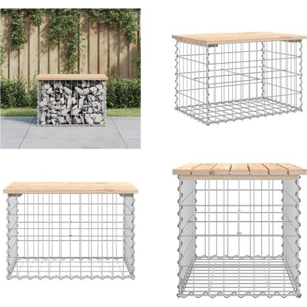 Vidaxl Panca Da Giardino Gabion 63X44X42 Cm In Legno Di Pino Massiccio - Panca Da Giardino - Panca Da Giardino - Panca Da Esterno - Panca Da Esterno-image