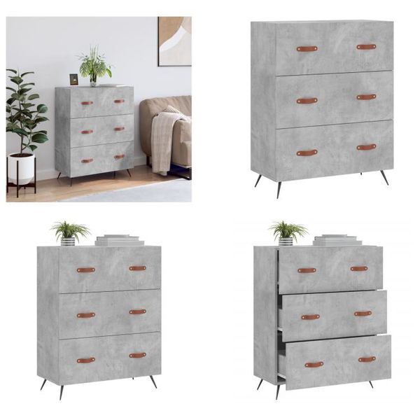 Vidaxl Cassettiera Grigio Cemento 69,5X34X90 Cm In Legno - Cassettiera - Cassettiere - Cassettiera - Cassettiera - Cassettiera-image