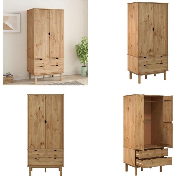 Vidaxl Armadio Otta 76,5X53X172 Cm In Legno Di Pino Massiccio - Armadio - Armadi - Guardaroba - Armadio In Legno-image