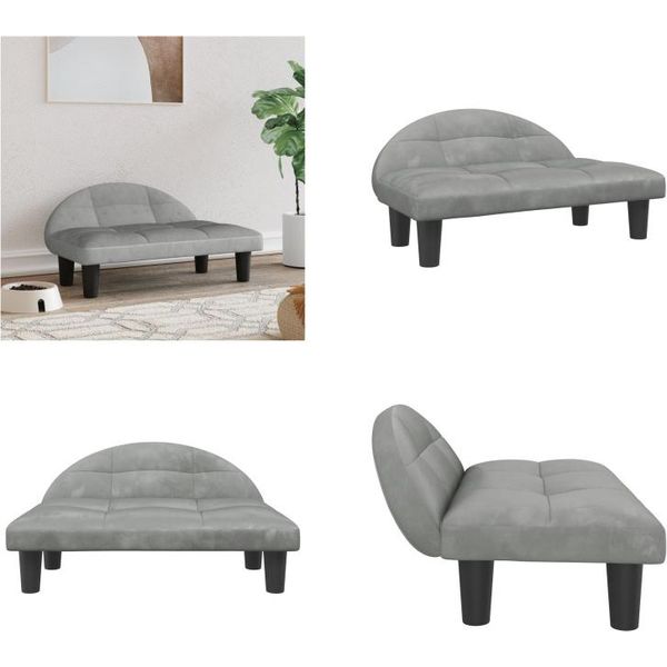 Vidaxl Letto Per Cani Grigio Chiaro 70X52X30 Cm In Velluto - Letto Per Cani - Letti Per Cani - Divano Per Cani - Divano Per Animali Domestici-image