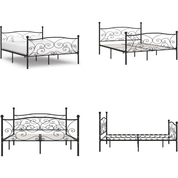 Vidaxl Struttura Letto Con Rete A Doghe In Metallo Nero 180 × 200 Cm - Struttura Letto - Telai Letto - Struttura Letto - Letto Matrimoniale-image