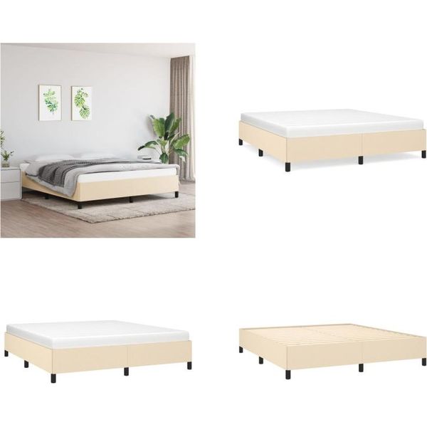Vidaxl Struttura Letto Crema 160X200 Cm In Tessuto - Struttura Letto - Cornici Letto - Struttura Letto - Letto-image