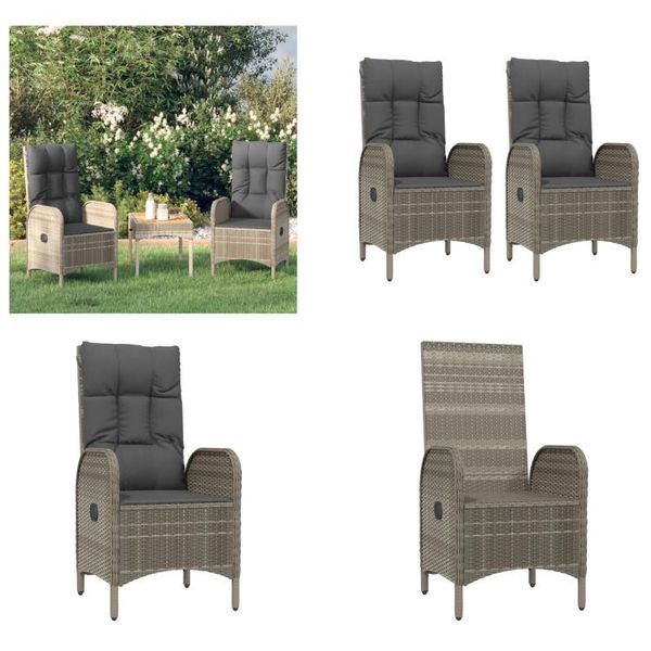 Vidaxl Sedie Da Giardino 2 Pz. Poly Rattan Grigio - Sedia Da Esterno - Sedie Da Esterno - Sedia Da Giardino - Sedie Da Giardino-image