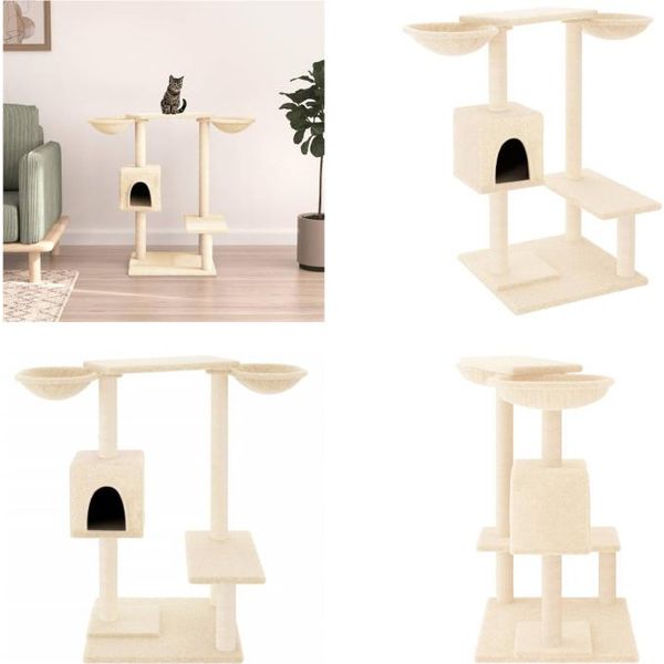 Vidaxl Tiragraffi Con Tiragraffi Crema 82 Cm - Tiragraffi - Alberi Tiragraffi - Torre Per Gatti - Mobili Per Gatti-image