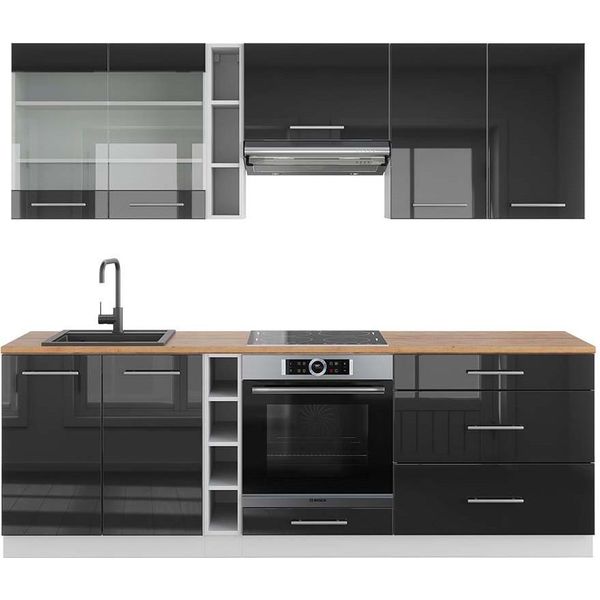 Vicco Cucina Componibile Fame-Line, 235 Cm , Pt Rovere, Antracite Lucido/Bianco-image