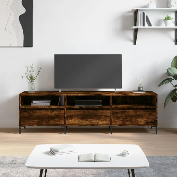 Vidaxl Mobile Tv In Rovere Fumé 150X30X44,5 Cm - Mobile Tv - Mobile Tv - Supporto Tv - Lavagna Tv-image