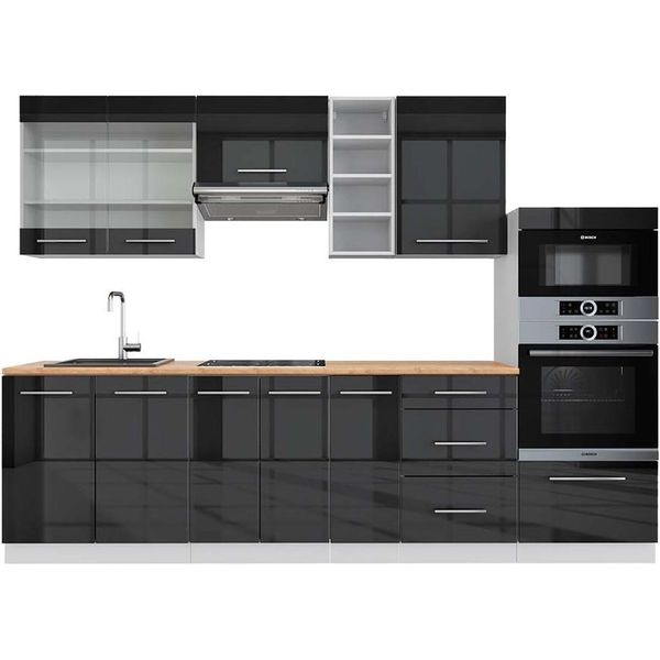 Vicco Cucina Componibile Fame-Line, 280 Cm , Pt Rovere, Antracite Lucido/Bianco-image