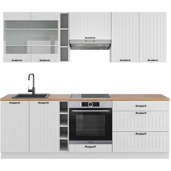 Vicco Cucina Componibile Fame-Line, 235 Cm , Pt Rovere, Casa Di Campagna Bianca/Bianco-image