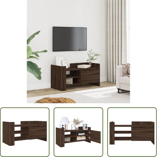The Living Store Mobile Tv Marrone Effetto Rovere 80X35X40 Cm Materiale Legno-image