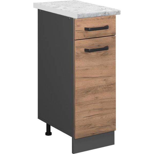 Vicco Mobiletto Base Per Cucina R-Line, 30 Cm Pl Marmo, Quercia Dorata/Antracite-image