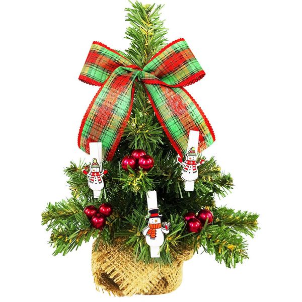 Albero Di Natale Artificiale Decorato Con 26 Ornamenti Tiny 7 In Vaso 25 Cm-image