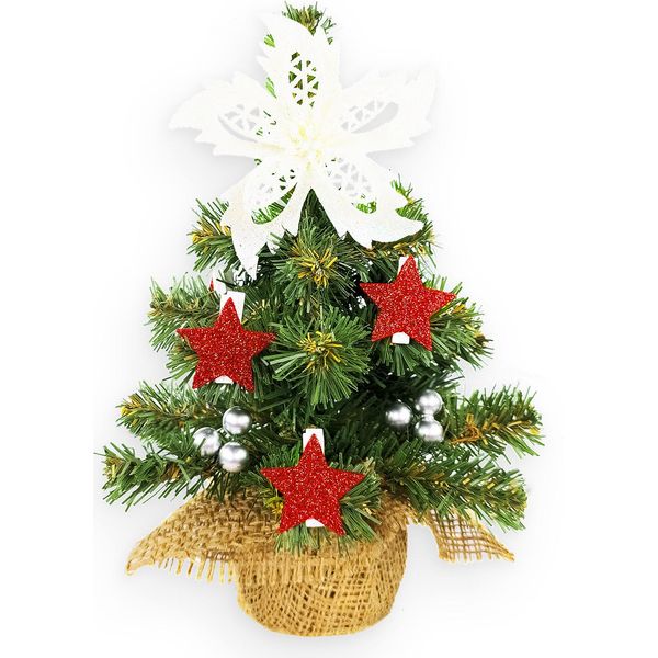 Albero Di Natale Artificiale Decorato Con 23 Ornamenti Tiny 5 In Vaso 25 Cm-image
