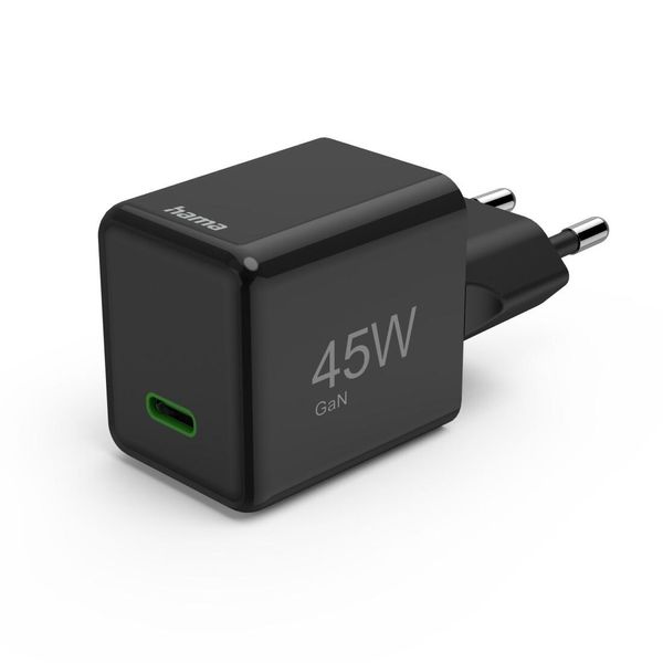 Hama SchnellladegeräT, USB-C, Pd/Qc/Gan, Super-Mini-Charger, 45 W, Schwarz (00201987)-image