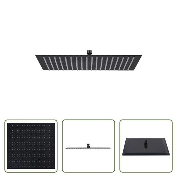 The Living Store Doccia A Pioggia In Acciaio Inox 50X50 Cm Quadrato Nero-image