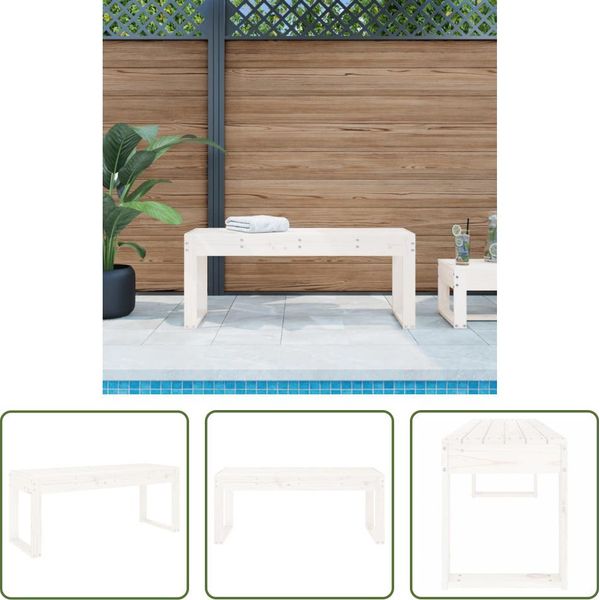 The Living Store Panca Da Giardino Bianca 110X38X45 Cm In Legno Di Pino Massiccio-image