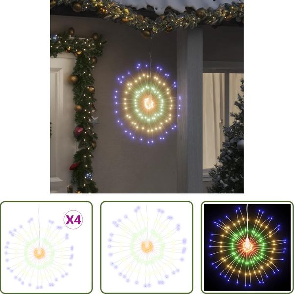 The Living Store Luci Di Natale Pirotecniche 4 Pezzi 140 Led Multicolore-image