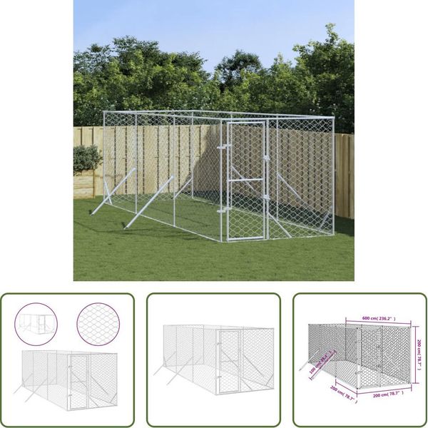 The Living Store Cuccia Per Cani Da Esterno Silver 2X6X2 M Acciaio Zincato-image
