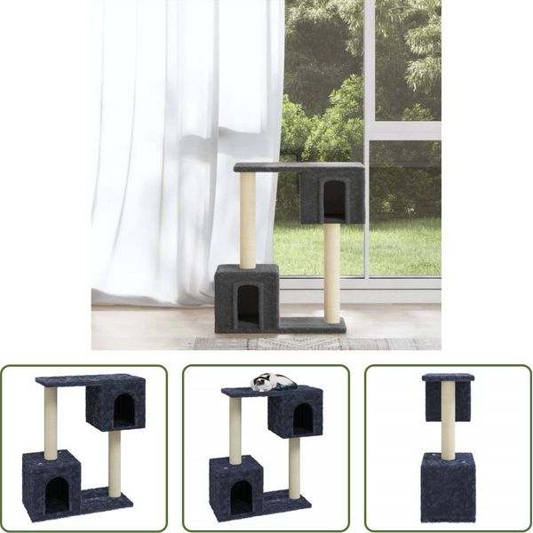 The Living Store Albero Per Gatti Con Tiragraffi In Sisal Grigio Scuro 60 Cm-image