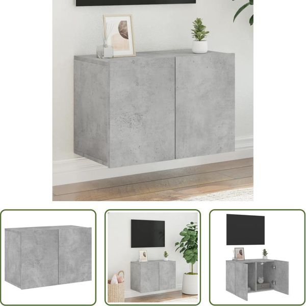 The Living Store Parete Tv Grigio Cemento 60X30X41 Cm-image
