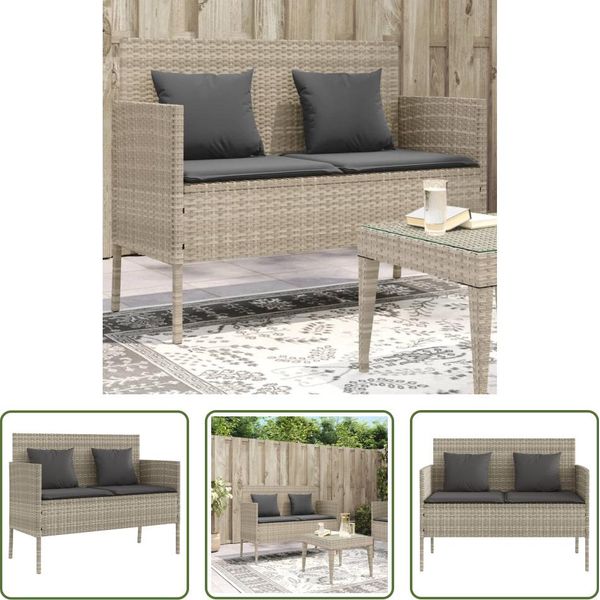 The Living Store Panchina Da Giardino Con Cuscini In Poly Rattan Grigio Chiaro-image
