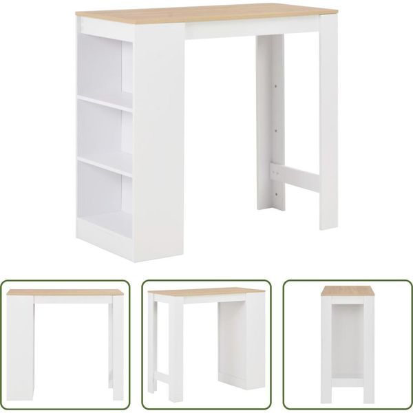 The Living Store Tavolo Da Bar Con Ripiano Bianco 110X50X103 Cm-image