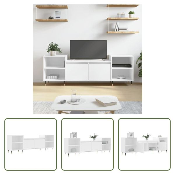 The Living Store Mobile Tv Bianco 160X35X55 Cm Materiale Legno-image