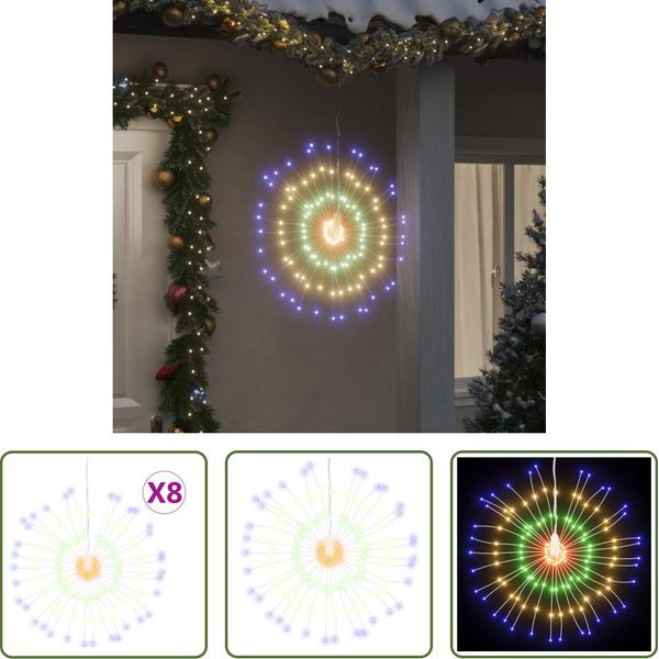 The Living Store Luci Di Natale Pirotecniche 8 Pezzi 140 Led Multicolore-image