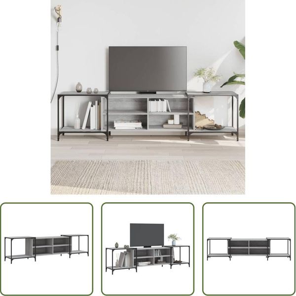 The Living Store Mobile Tv Grigio Sonoma 203X37X50 Cm Materiale In Legno-image