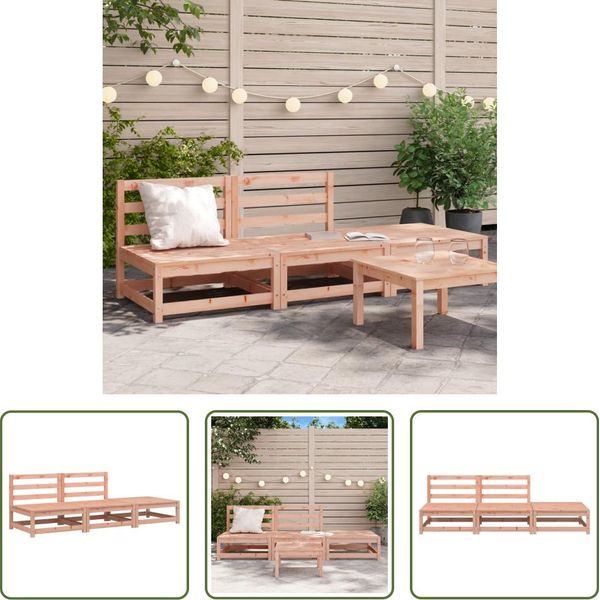 The Living Store Divano Da Giardino Senza Braccioli Con Sgabello In Legno Massiccio Di Abete Douglas-image