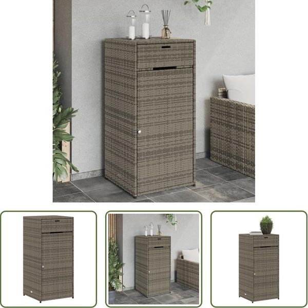 The Living Store Mobile Da Giardino Grigio 55X55X111 Cm Poly Rattan-image