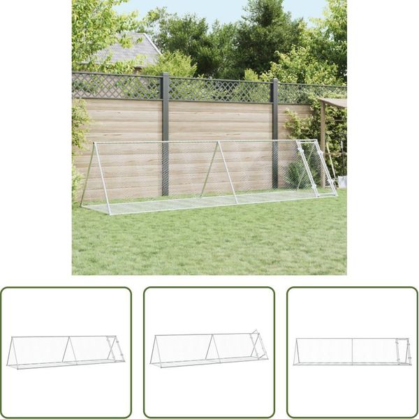The Living Store Gabbia Per Conigli Silver 400X105X91 Cm Acciaio Zincato-image