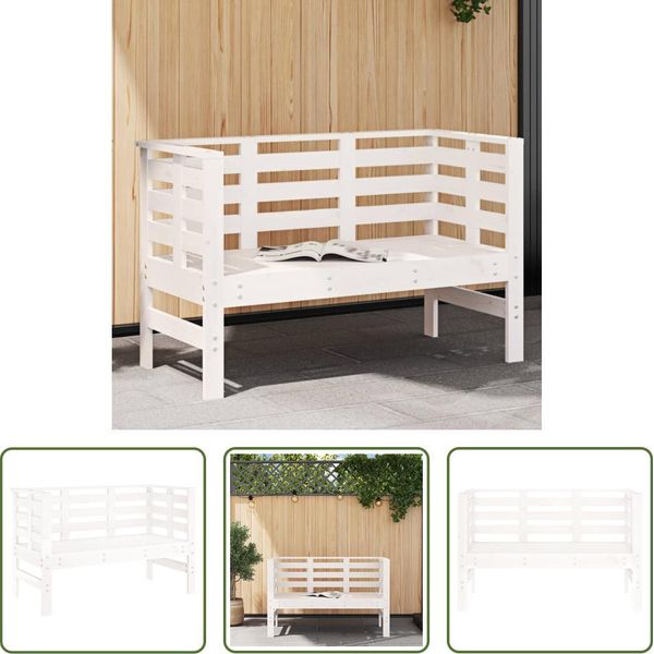 The Living Store Panca Da Giardino Bianca 111,5X53X71 Cm In Legno Di Pino Massiccio-image