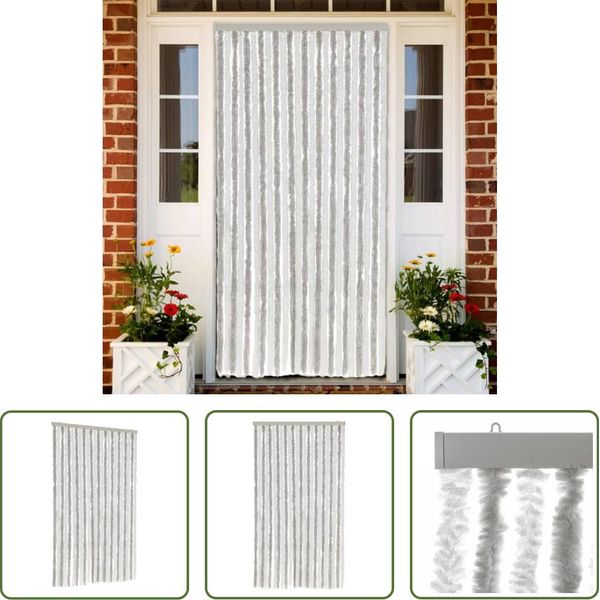 The Living Store Tenda Fly Grigio Chiaro E Bianco 100X220 Cm In Ciniglia-image