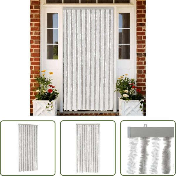 The Living Store Tenda Fly Grigio Chiaro E Bianco 90X220 Cm In Ciniglia-image