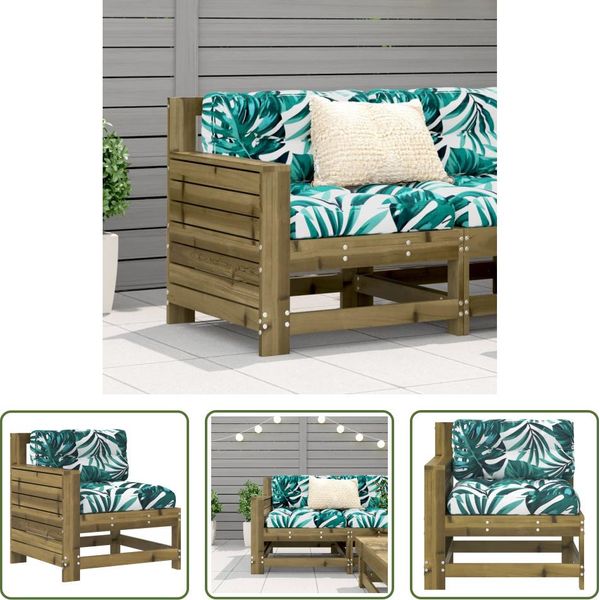 The Living Store Divano Da Giardino Con Bracciolo Cuscino Legno Di Pino Impregnato-image